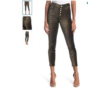 7 For All Mankind High Waist Velvet Ankle Skinny With Exposed Button Fly Pants